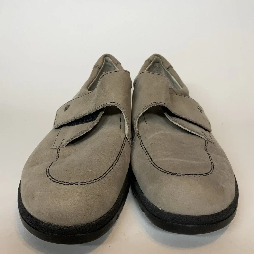 Dark Beige Tan Nubuck Leather FINN COMFORT Low Shoes w/Flap UK5 Women's 7,5 FLAW